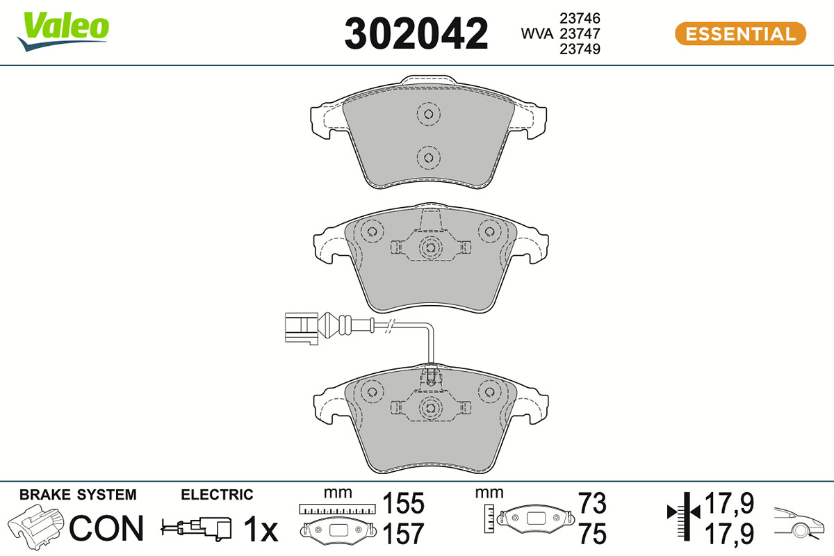 Jeu de 4 plaquettes de frein VALEO ref. 302042